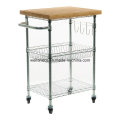 NSF Cromo plateado de alambre de metal Restaurante Serving Cart Trolley